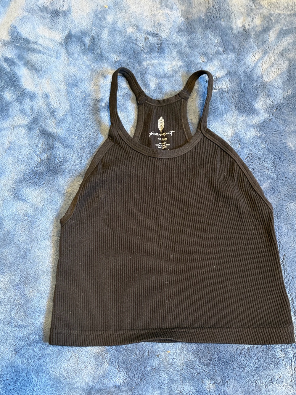 Free People Black Ribbed High-Neck Tank